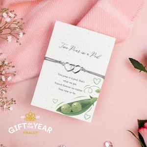 Bracelet d'amitié deux petits pois | Carte mère et bracelet | Cadeau à planter | Respectueux de l'environnement | Bracelet Bestie