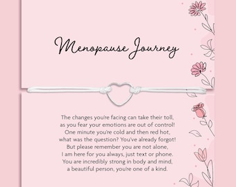 Menopauze Journey-armband | Reisarmband menopauze cadeau met zilveren hartbedel | Doordachte overgang ondersteunend sieraad