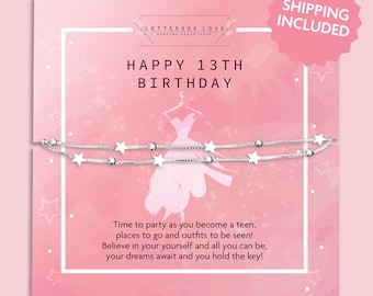 Birthday 13th Bracelet | 13th birthday card granddaughter | 13th birthday gift girl | Birthday Keepsake For 13th Girl