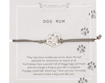 Dog Mum Paw Bracelet Gift| Gift from dog to mum | Dog Lover Birthday Gift | Gift from Dog to Mum | Dog Mom