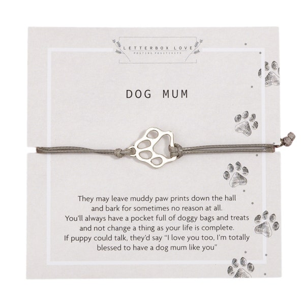 Dog Mum Paw Bracelet Gift| Gift from dog to mum | Dog Lover Birthday Gift | Gift from Dog to Mum | Dog Mom