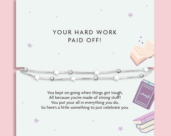 Exam Results Gift for Her | Your Hard Work Paid Off Bracelet | Graduation Gift | GCSE A Level Gift | Student Gift | Silver Star Bracelet