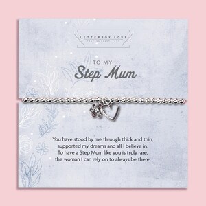 Step Mum Thank you Bracelet | Step Mum Mothers Day Jewellery | Step Mum Silver Bracelet & Poem | Step Mum Birthday Bracelet in Gift Box