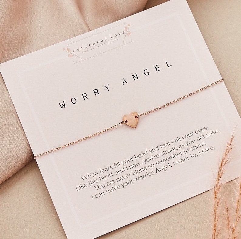 Worry Angel Bracelet Gifts for Anxiety Gifts for Depression Thinking of you Gift for friend feeling down image 1