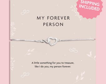 My Forever Person Bracelet | Valentine’s Day Gift for Her | Silver Infinity Heart Jewellery | Romantic Love Bracelet | Anniversary Jewellery