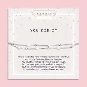 Bracelet en argent « Vous l'avez fait » | Cadeau de félicitations pour elle | Souvenir de fin d'études pour elle | Examens réussis Vous l'avez fait Cadeau