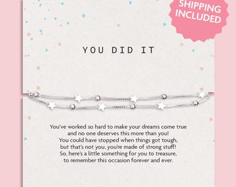 Silver 'You Did It' Bracelet | Congratulations Gift For Her | Graduation Keepsake For Her | Passed Exams You Did It Gift