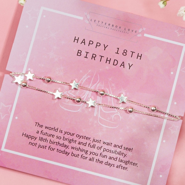 Armband zum 18. Geburtstag | 18. Geburtstagskarte Enkelin | Geschenk zum 18. Geburtstag Mädchen | Geschenke zum 18. Geburtstag für Mädchen |