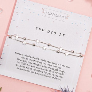 Silver 'You Did It' Bracelet | Congratulations Gift For Her | Graduation Keepsake For Her | Passed Exams You Did It Gift