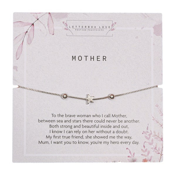 Mum Birthday Gift | Thank you Mum | For Mum on her Birthday | Thank you Mum Jewellery | Mum Silver Star Bracelet