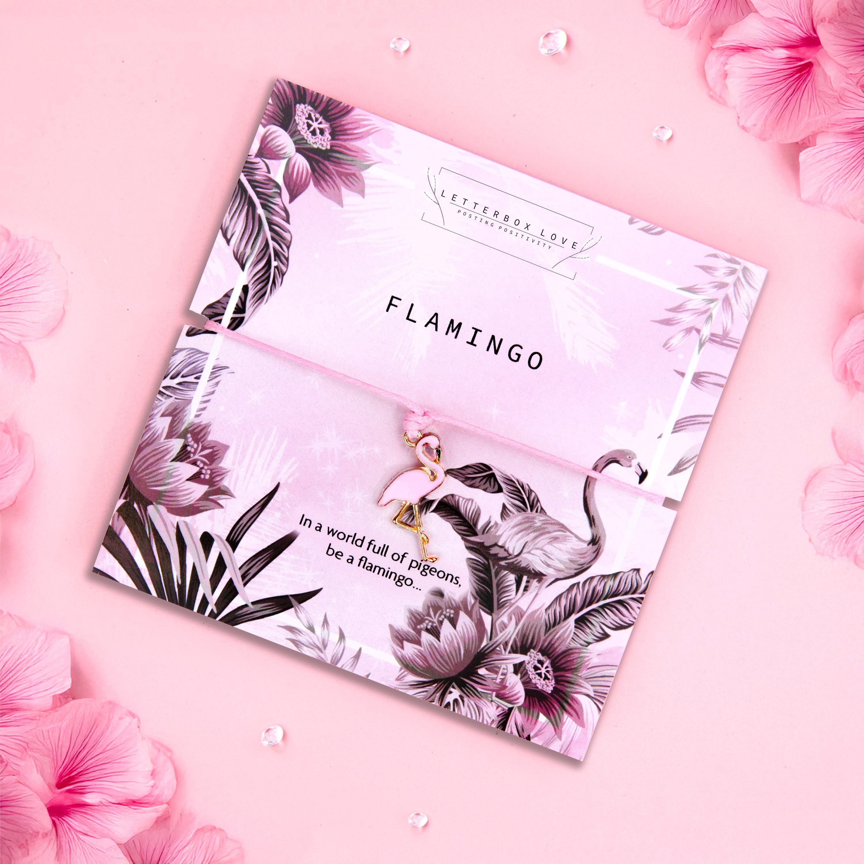 Flamingo Bracelet | In a world full of pigeons, be a flamingo gift | Uplifting Pick Me Up Jewellery For Her | Pink Flamingo Jewellery