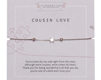 Cousin Birthday Bracelet | Cousin Bracelet | Cousin Love Gift For Her | Silver Star Bracelet for Cousin | Like a Sister Bracelet