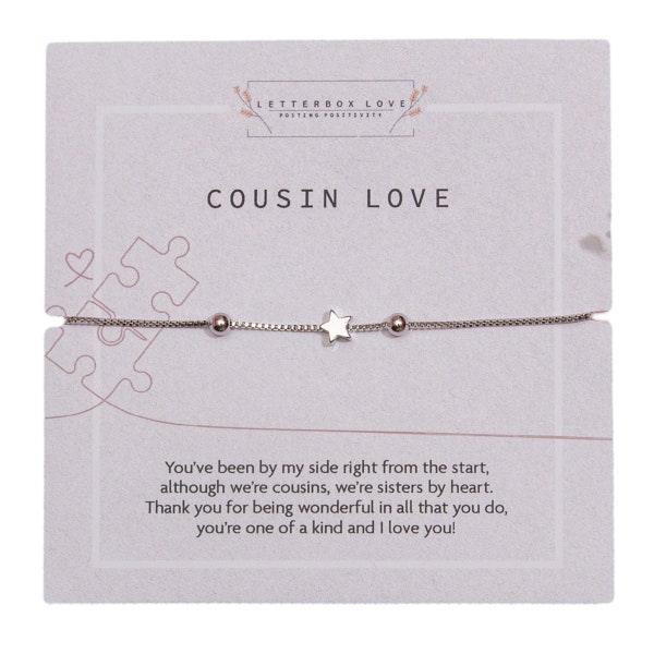 Cousin Birthday Bracelet | Cousin Bracelet | Cousin Love Gift For Her | Silver Star Bracelet for Cousin | Like a Sister Bracelet