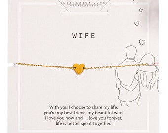 Gift for Wife | Wedding Jewellery for Wife | Wife Anniversary Gift | Gift-wrapped Gold Heart Bracelet for Wife