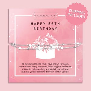 50th birthday gift for women | Birthday gifts for friends 50th | Friends 50th Birthday Keepsake | 50th Birthday Bracelet for Best Friend