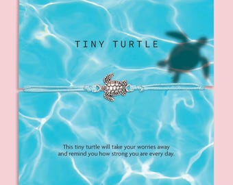 Turtle Wish Bracelet | Strength Bracelet | Turtle Sentimental Gift For Her | Cute Sea Turtle Gift | Meaningful Turtle Jewellery |