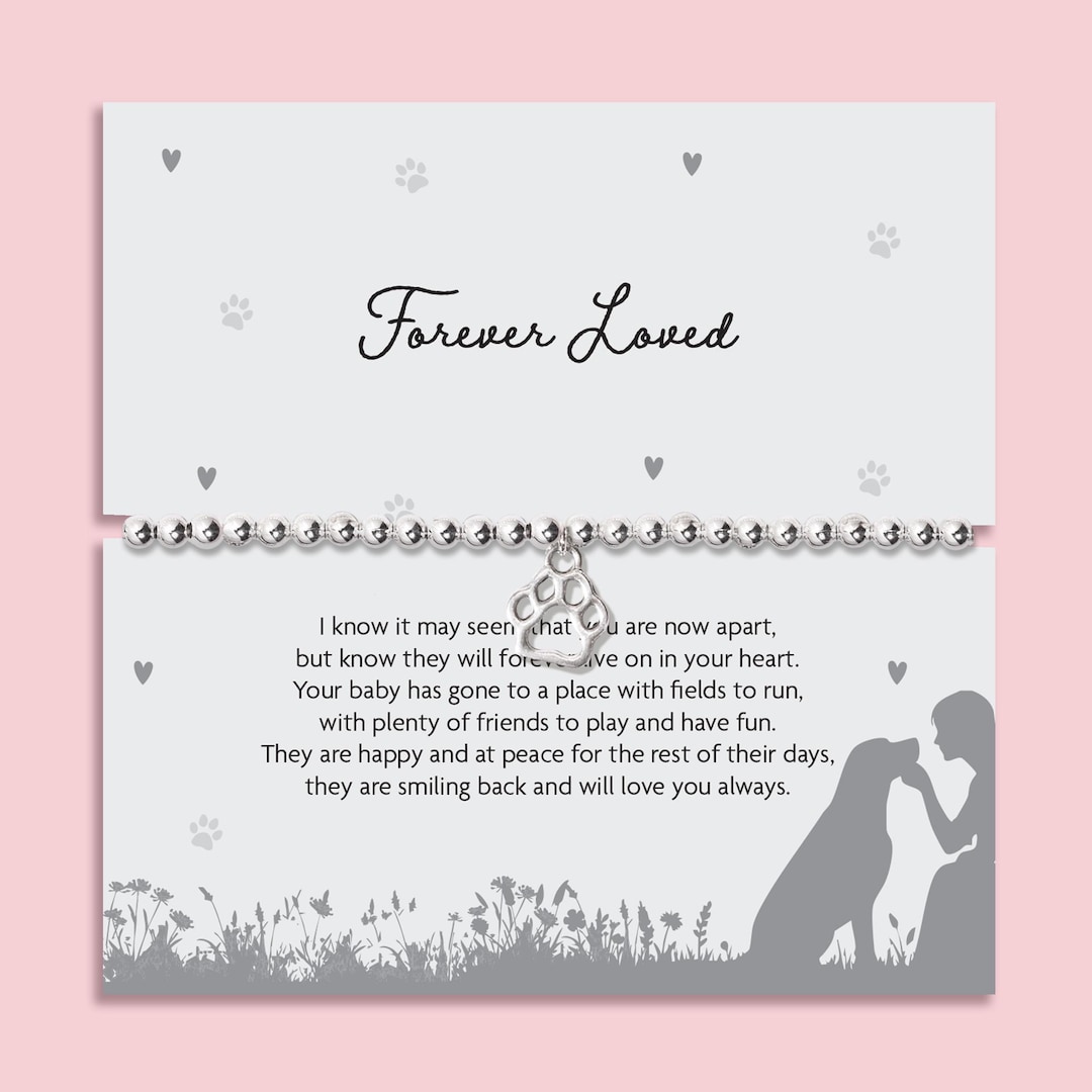 Pet Memorial Paw Print Bracelet | Dog Loss Gift | Cat Sympathy Gift ...