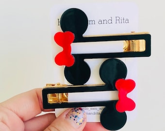 Minnie Mouse Acrylic Alloy Hair Clips (a pair)  Disney Hair Clip, Mickey Mouse hair clips