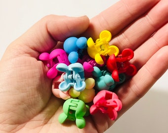 Tiny Mickey Mouse Hair Claws a set of 10 in different colors (assortment of 6-8-10 colors mixed at random) Some bright and some neutral