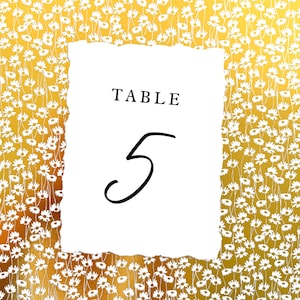 Numero di tavolo in carta personalizzato con bordo decorato per numeri di tavolo fatti a mano per la festa di nozze