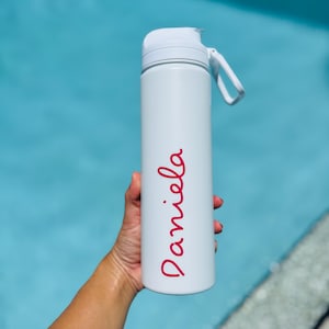 Personalized Insulated Water Bottle with Straw Inspired Fitness Love Custom Water Bottle 24 Oz Stainless Steel Water Bottle Flip Top