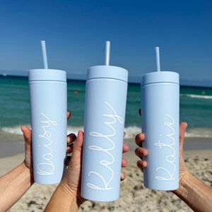 Skinny Name Tumbler Personalized Colorful Bridesmaids Gift Bachelorette Bridal Shower Party Favor