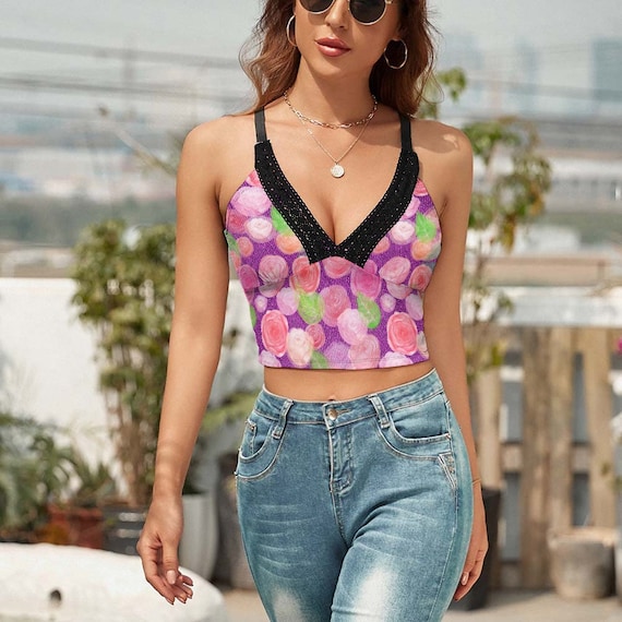 Rose Gyaru Camisole Top, Shibuya Style, Ulzzang Fashion, Get Wild