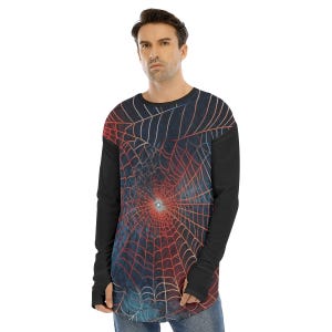 Spiderweb Tee, Long Sleeve Punk Shirt, Cyberpunk TShirt, Cyber Punk Clothing, Grunge Gifts, Gothic Aesthetic, Visual Kei Top