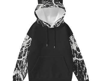 Punk Hoodie mit Ohren, Oshare Kei, Alternatives Geschenk für, Goth Mode, Paint Splatter Pullover, Harajuku Kleidung, Cat Ear Hoodie