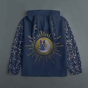 Moletom com capuz de coelho celestial, moletom com capuz de coelho de pelúcia, Harajuku kawaii, roupas infantis, moda sem gênero, moletom com capuz com orelhas, roupas fofas de inverno