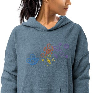 Memories of Space Fleece Hoodie, Kawaii Space Gifts, Embroidered Hoodie, Sueded Winter Fleece, Voidpunk Sweater