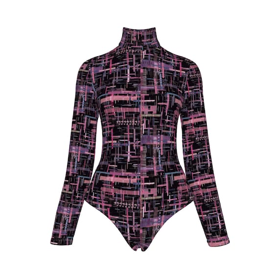 Cyberpunk Bodysuit, Turtleneck Bodysuit, Glitch Core, Sci Fi Clothing, Cyberpunk Gifts, Glitch Clothing, Vaporwave Aesthetic, Y2K Fashion