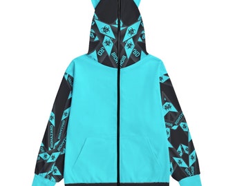 ★Erika★Love ear art ZIP UP HOODIEパーカー Biohazard Zip Face Hoodie, Neon Punk Jacket, Decorative Ear Hoodie