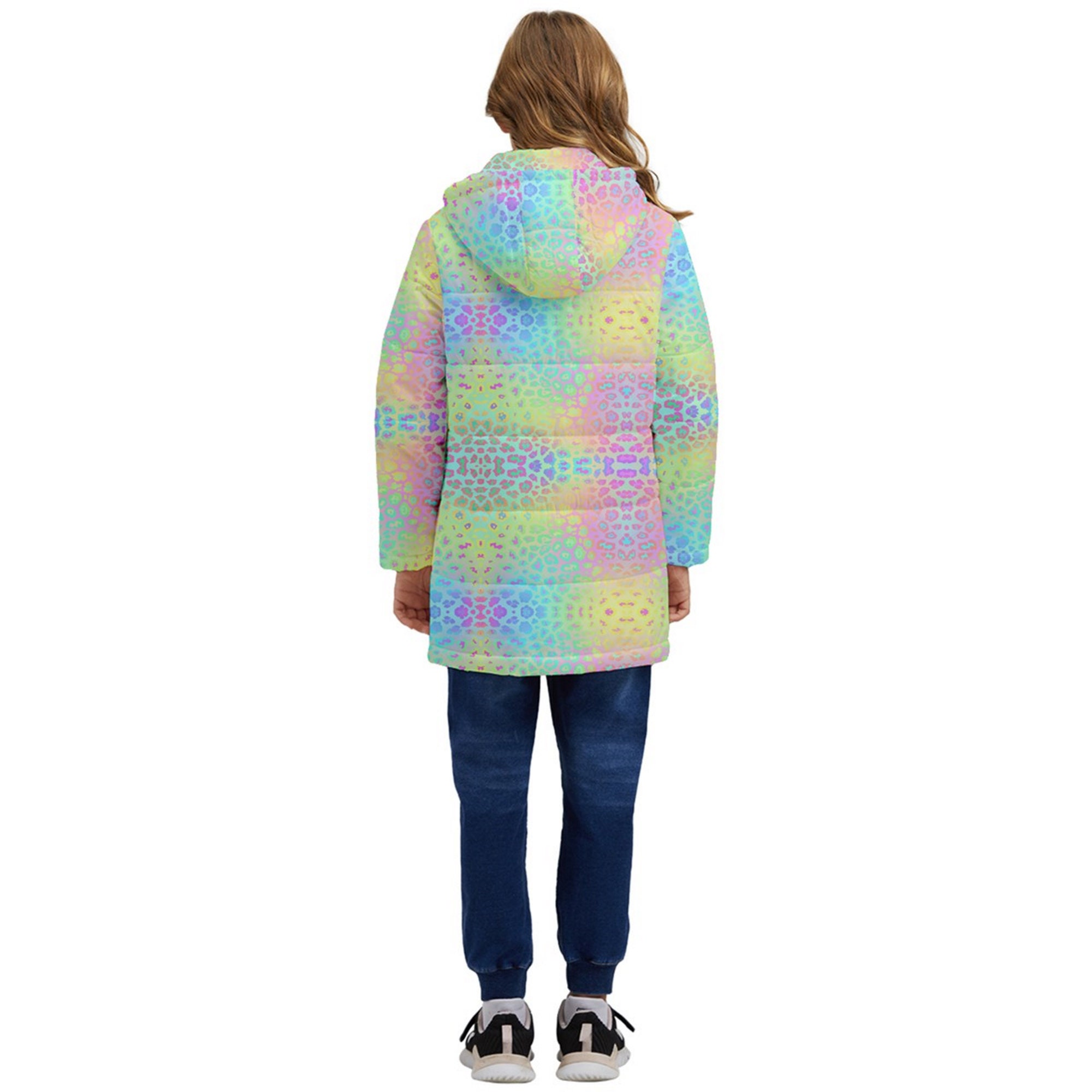 Rainbow Kids Jacket, Rainbow Leopard Coat, Kidcore Jacket, Puffer Coat, Padded Coat, Uchuu Kei
