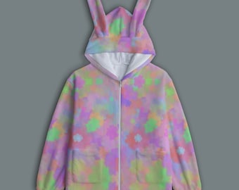 Sudadera con capucha de felpa pastel, estética de niño suave, Harajuku de talla grande, ropa Yume Kawaii, moda Decora Kei, regalo de moda J, ropa de Pascua