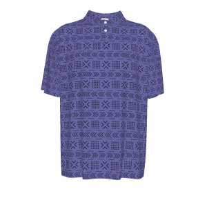 Very Peri Polo Shirt, Mudcloth Polo Shirt, Afro Futurism Clothing, Afrocentric Gifts, Kente Fashion, Solarpunk Clothing