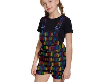 Dark Rainbow Overalls, Dark Kidcore Fashion, Decora Kei Kids, Rainbowcore Kids, Dark Academia, Youth Fashion Gift