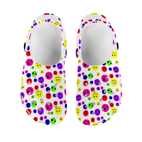 Pixel Art Clogs Smiley Emoji Sandals Rubber Clogs Happy - Etsy