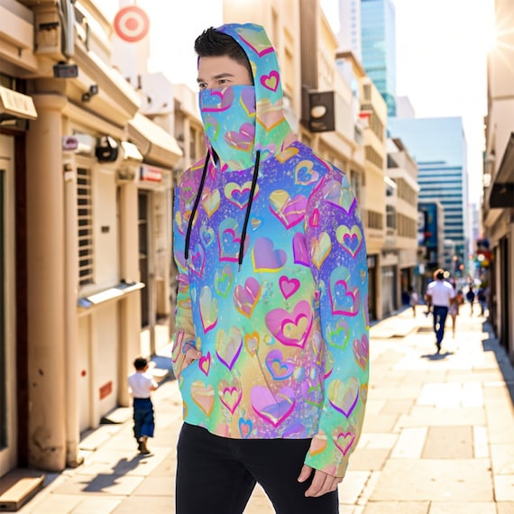 Eco Friendly Hoodie XS to 6XL Decora Kei Fashion Neon Rave Jumper Rainbow Sweatshirt Hoodie With Mask Plus Size Kawaii Etsy UK