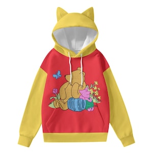 Winnie the Pooh Hoodie, Hoodie With Ears, A A Milne, Kidcore Clothing, Clowncore Clothes, Plus Size Kawaii, Yume Kawaii, Cat Ear Hoodie