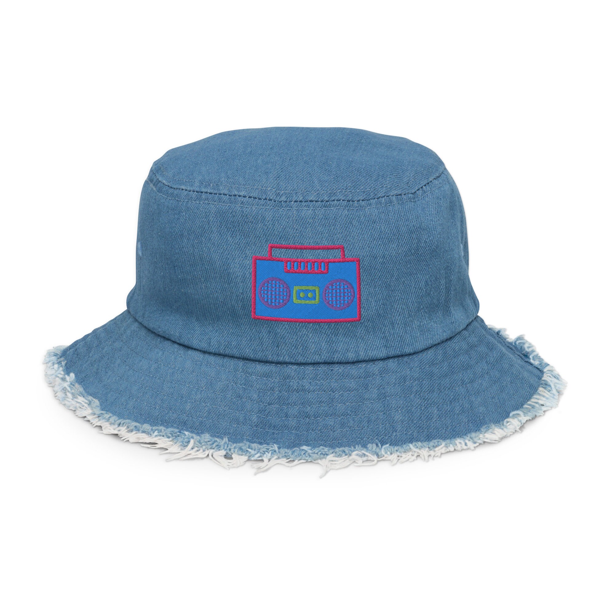 Boombox Bucket Hat, Distressed Aesthetic, 90s Bucket Hat