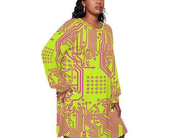 Plus Size Rave Dress, Solarpunk Clothing, Neon Yellow Dresses, Techwear Dress, Neon Cyberpunk, Sci Fi Fashion, Afro Cyberpunk Fashion