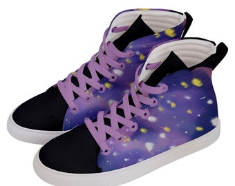 Futuristic Shoes, Watercolour Galaxy, Kawaii Shoes, Whimsigoth Shoes, Galaxy Sneakers, High Top Sneakers