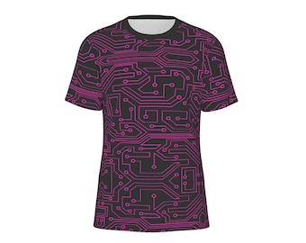 Neon Cyberpunk Circuit T-Shirt, Rave Androgynous Clothing