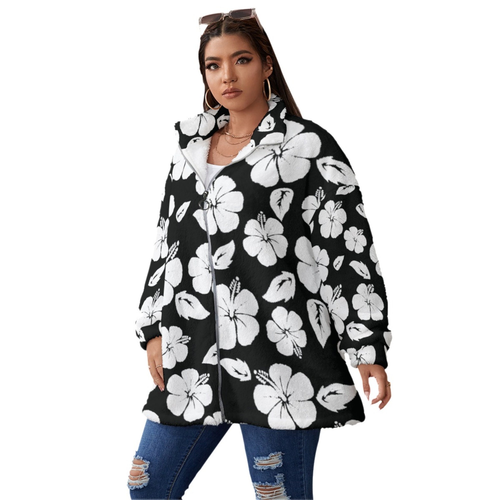 Hibiscus Jacket, Flower Coat, Borg Coat, Gyaru Clothes, Japanese