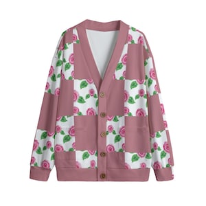 Floral Cardigan, Fleece Cardigan, Himekaji Gyaru, Gyaru-o Style, Decora Kei, Plus Size Cottagecore, Cute Winter Clothing