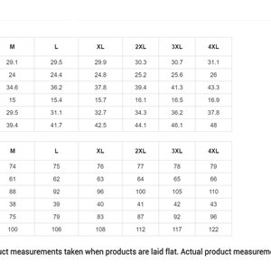 May include: Size guide chart for clothing in inches and centimeters. The chart shows measurements for length, sleeve, bust, shoulder, waist, and hip. Sizes range from S to 4XL.