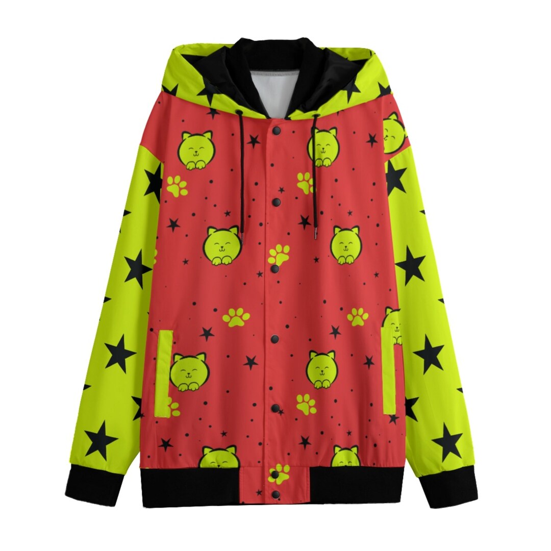 Oshare Kei, Cat Varsity Jacket, Rave Unisex Varsity Jacket, Haaady Coat, Plus Size Kawaii