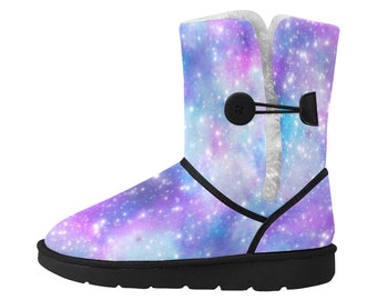 Galaxy Boots, Snow Boots, Winter Boots, Futuristic Clothing, Space Shoes, Celestial Gift, Pastel Goth Shoes, Sci Fi Gifts, Alien Fashion