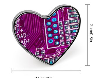 Motherboard Badge, Techwear Pin Badge, Computer Tech Gift, Computer Heart, Stocking Stuffer, Sci Fi Gifts, Harajuku Goth